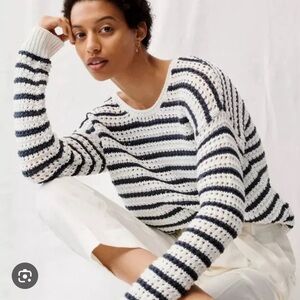 Madewell cotton navy and white striped sweater
